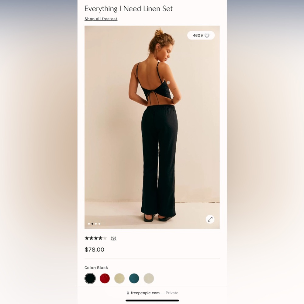 Free People Linen Set; NWT; XL